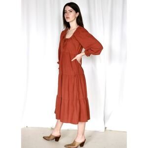 LACAUSA Rust Midi Dress